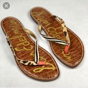 Sam Edelman Animal Print Calf Hair Thong Sandals